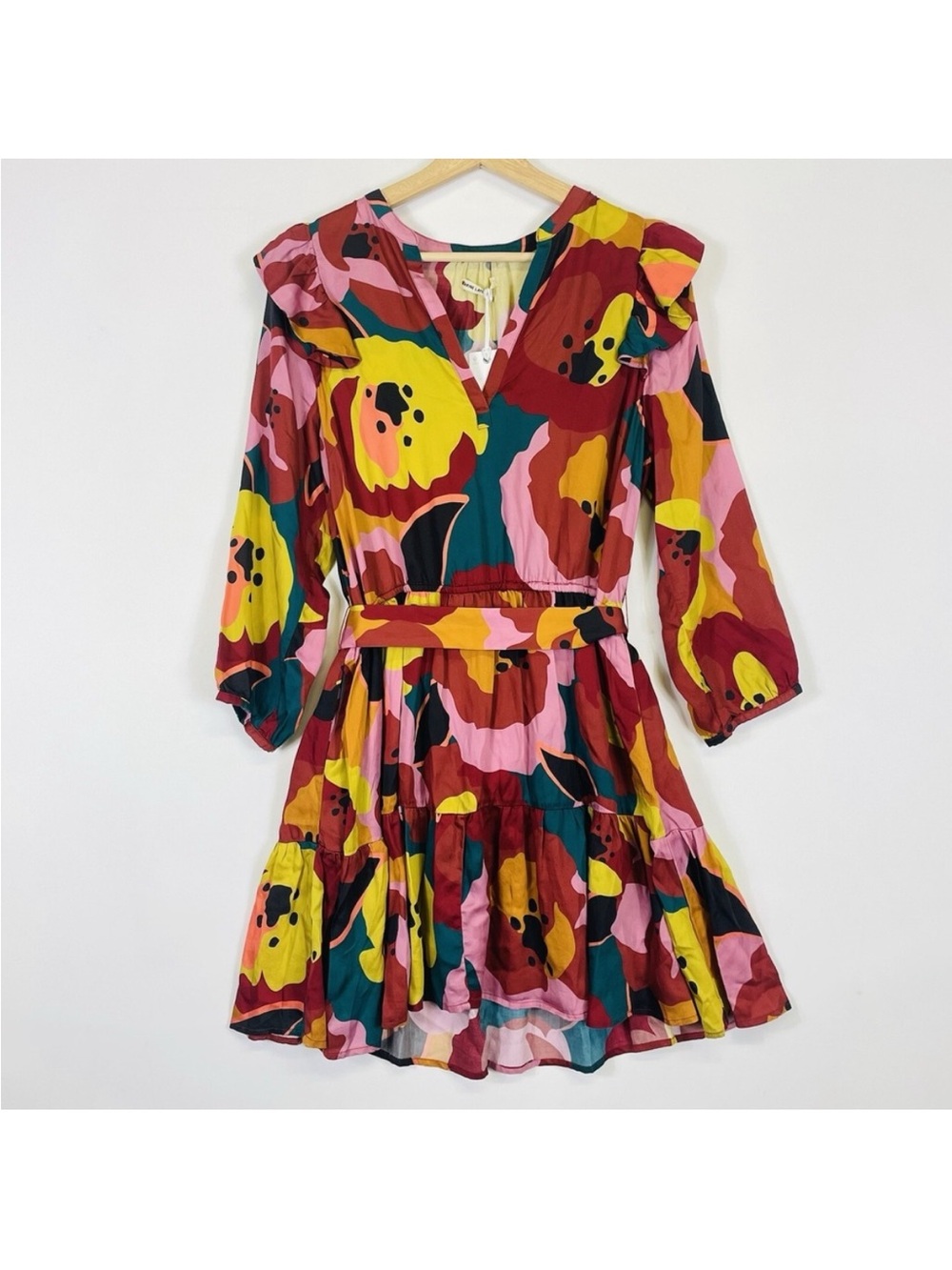 Marine Layer Multicolor Floral Print Mini Dress in Pink, Yellow & Green